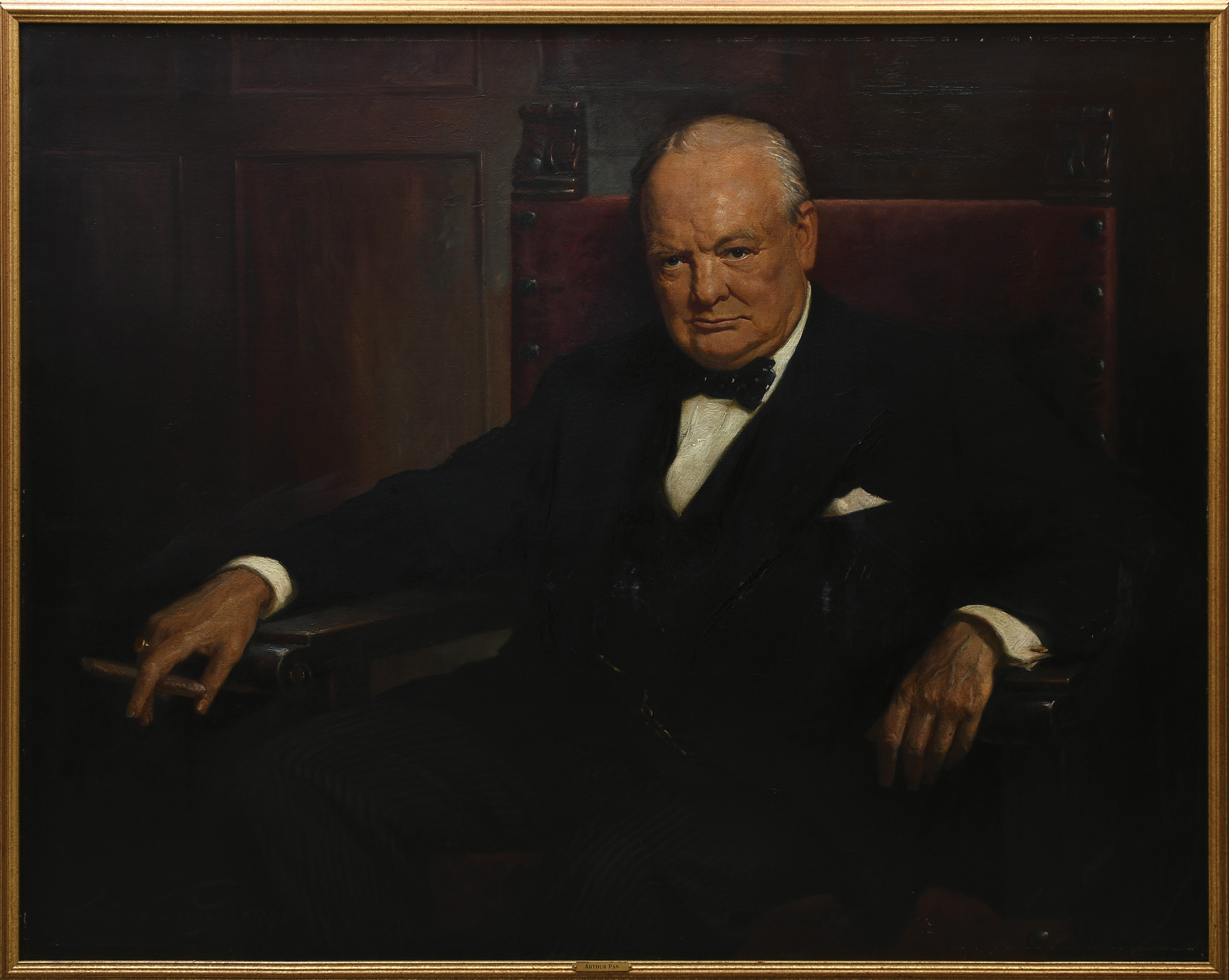 This large portrait of Churchill, by Arthur Pan, was reproduced in lithographs during World War II.