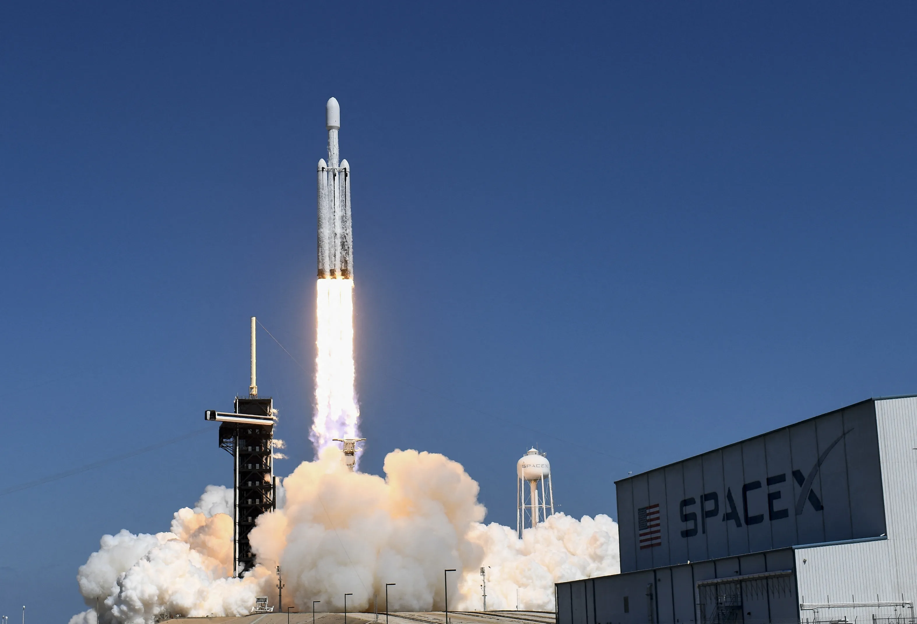A SpaceX Falcon Heavy rocket with the Europa Clipper spacecraft aboard launches at NASA's Kennedy Space Center in Cape Canaveral, Florida in 2024.
