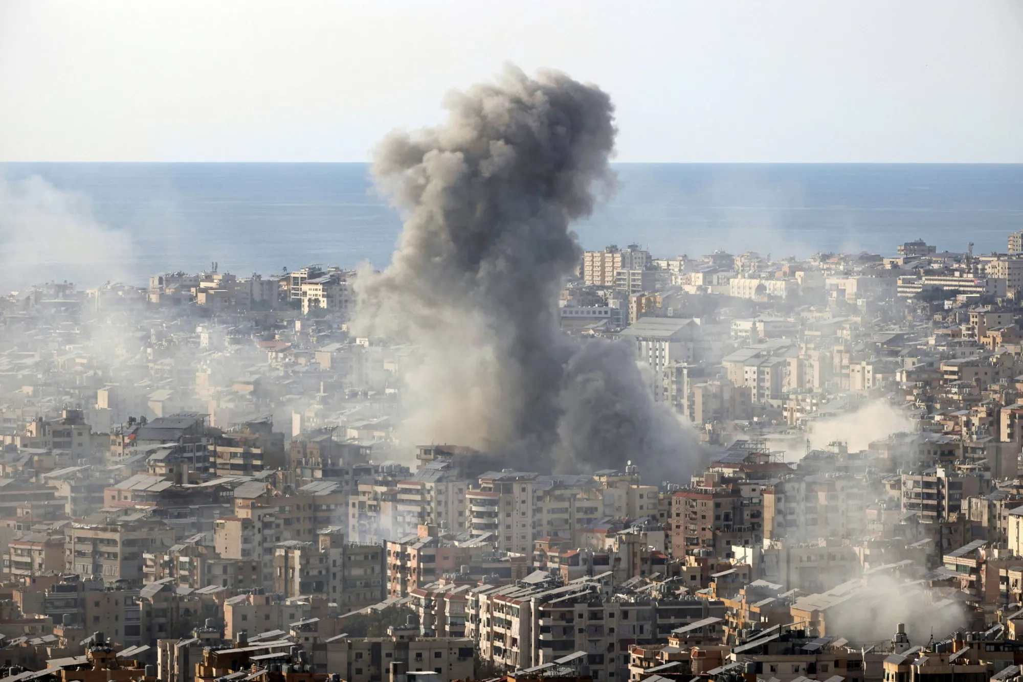 Smoke rises from the site of an Israeli airstrike in Beirut’s southern suburbs, on March 6.