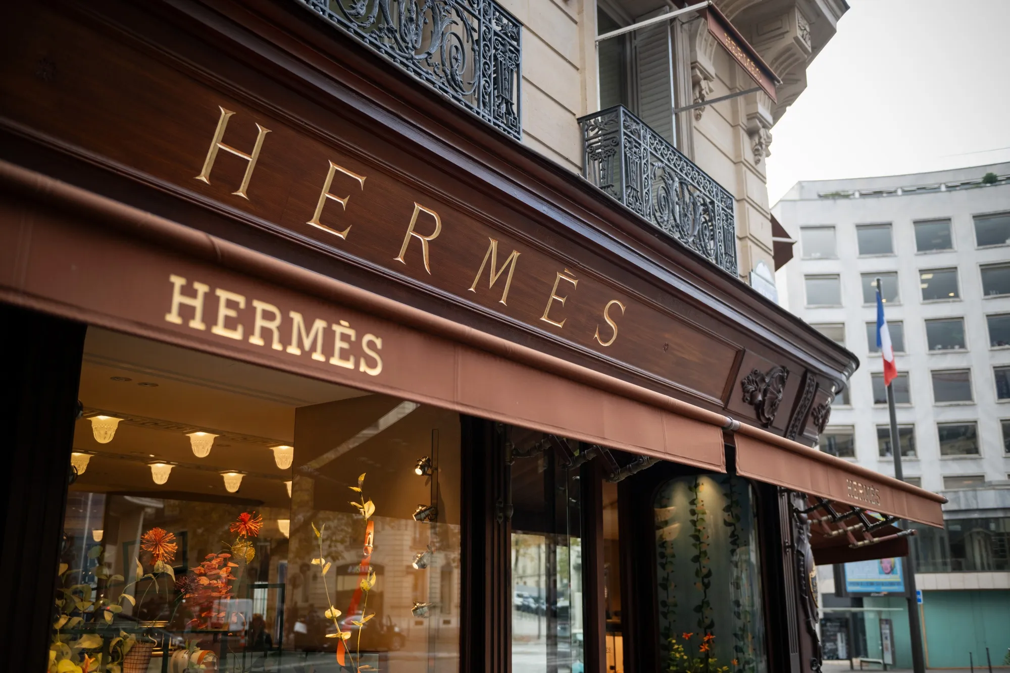 An Hermes luxury boutique in Paris.