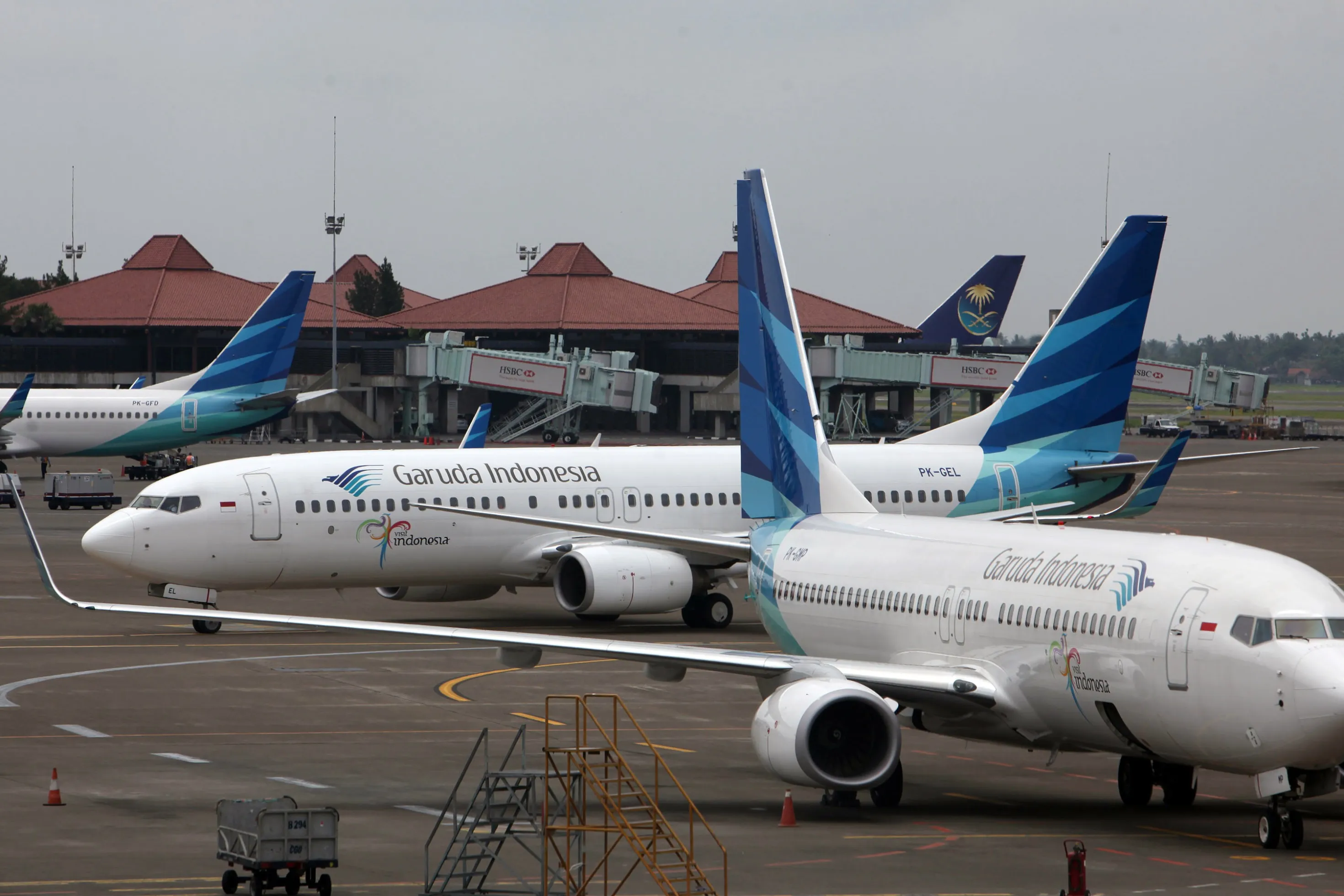 PT Garuda Indonesia airplanes&nbsp;in Cengkareng, Indonesia.