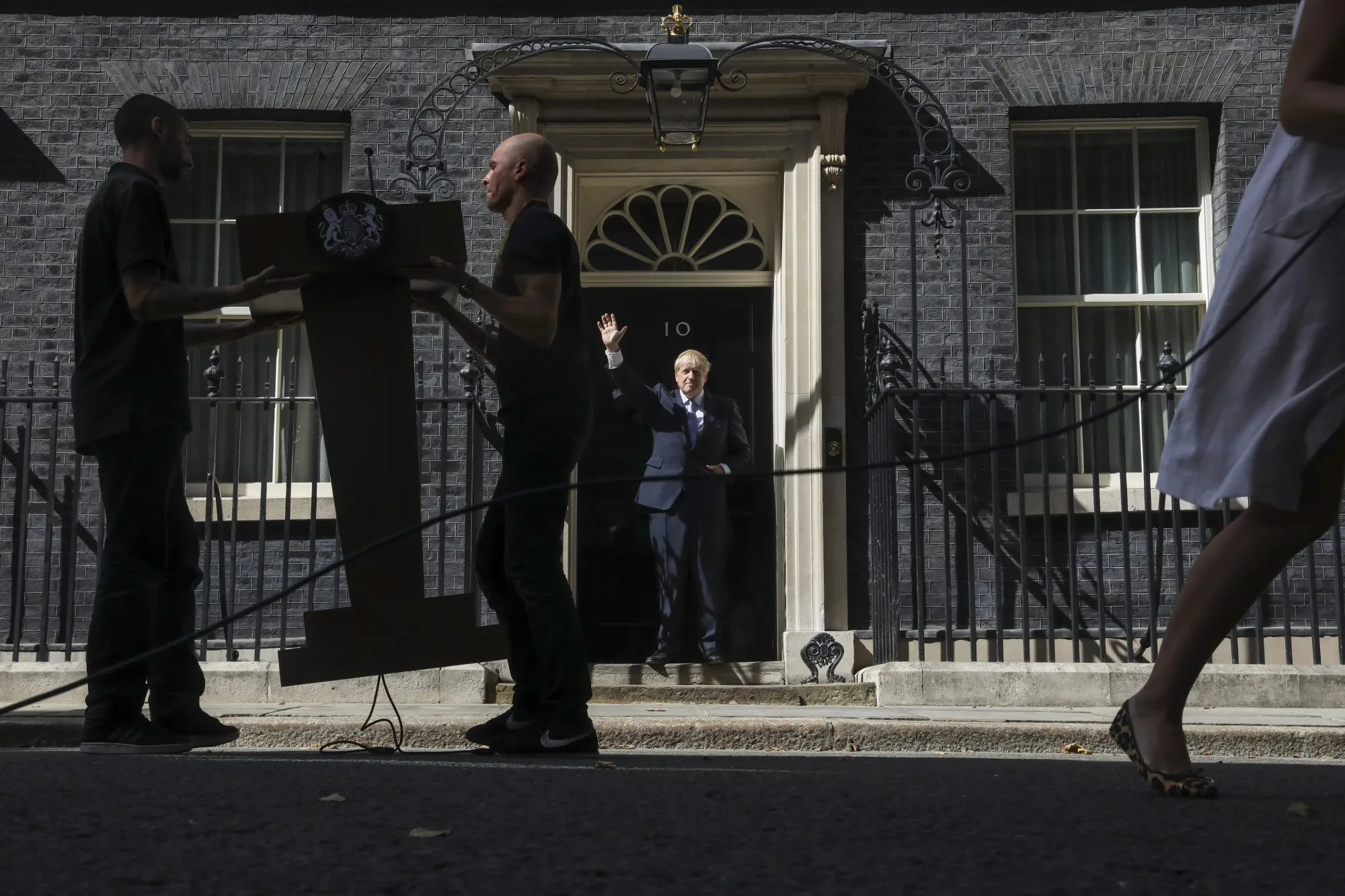 Boris Johnson, U.K. prime minister, waves as he enters number 10 Downing Street in London, U.K., on Wednesday, July 24, 2019.
