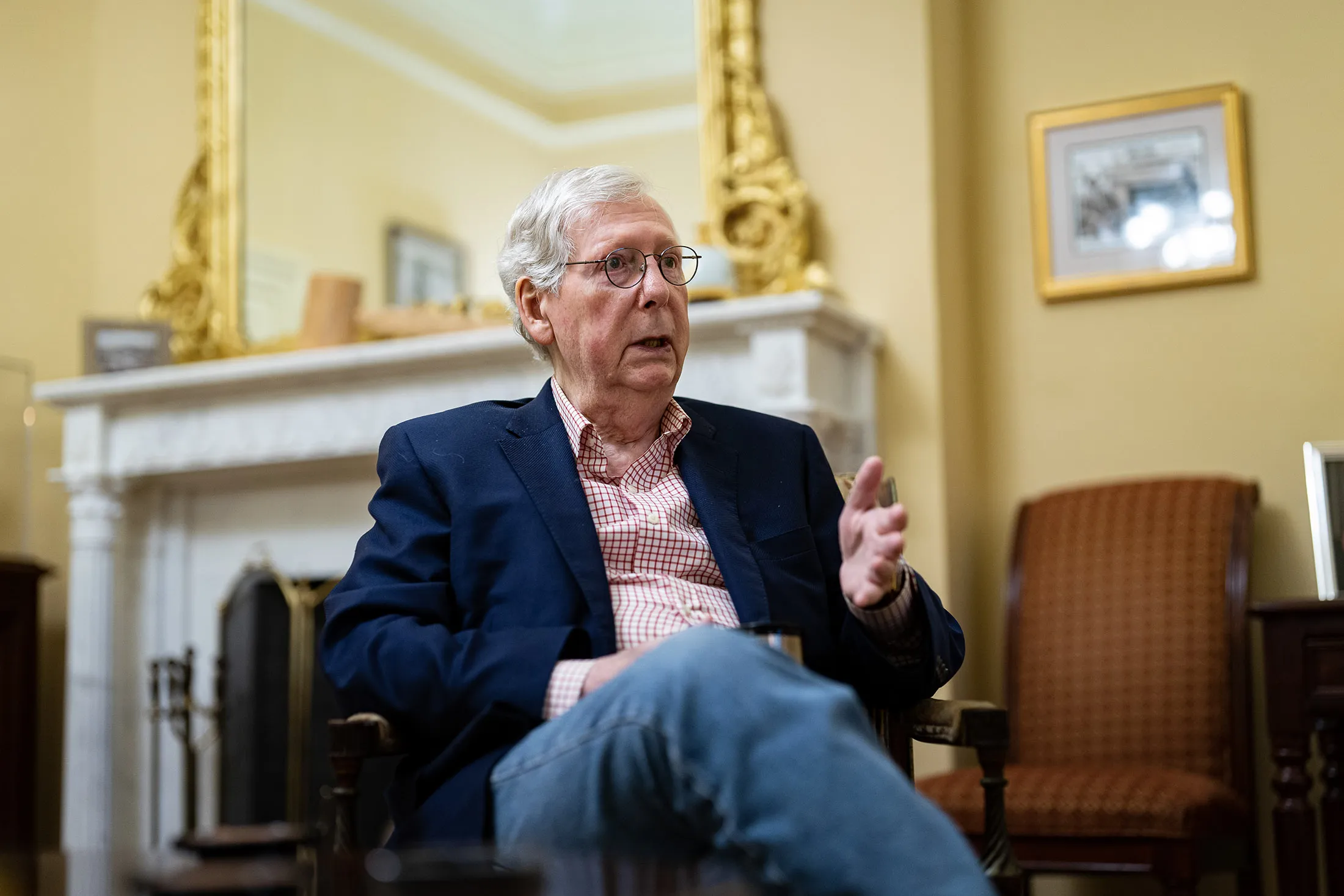 Mitch McConnell during an interview at the US Capitol in Washington, on May 8.