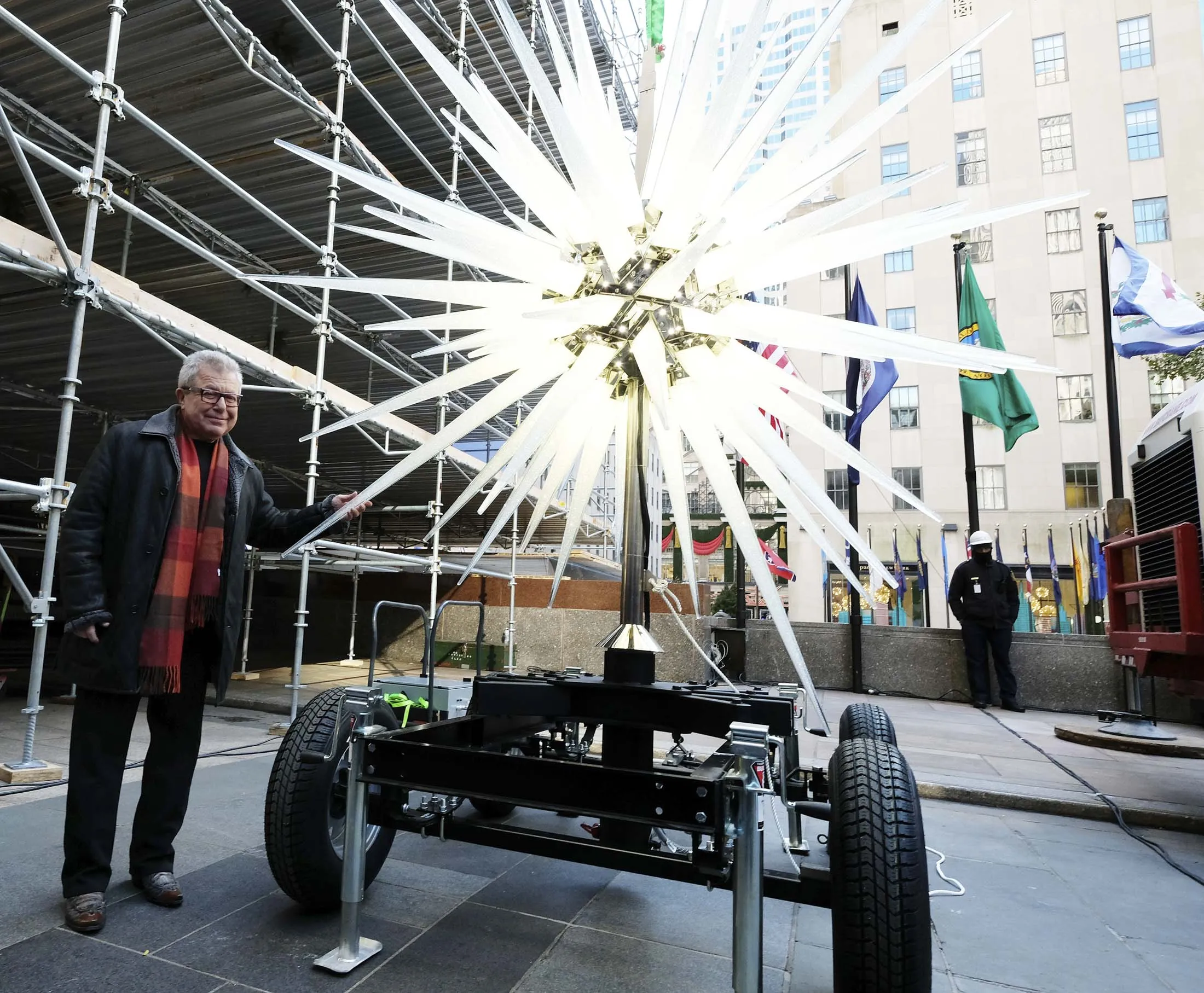 A close up view of the 2018 Swarovski Star during its unveiling in Rockefeller Center on November 14, 2018 in New York City.&nbsp;