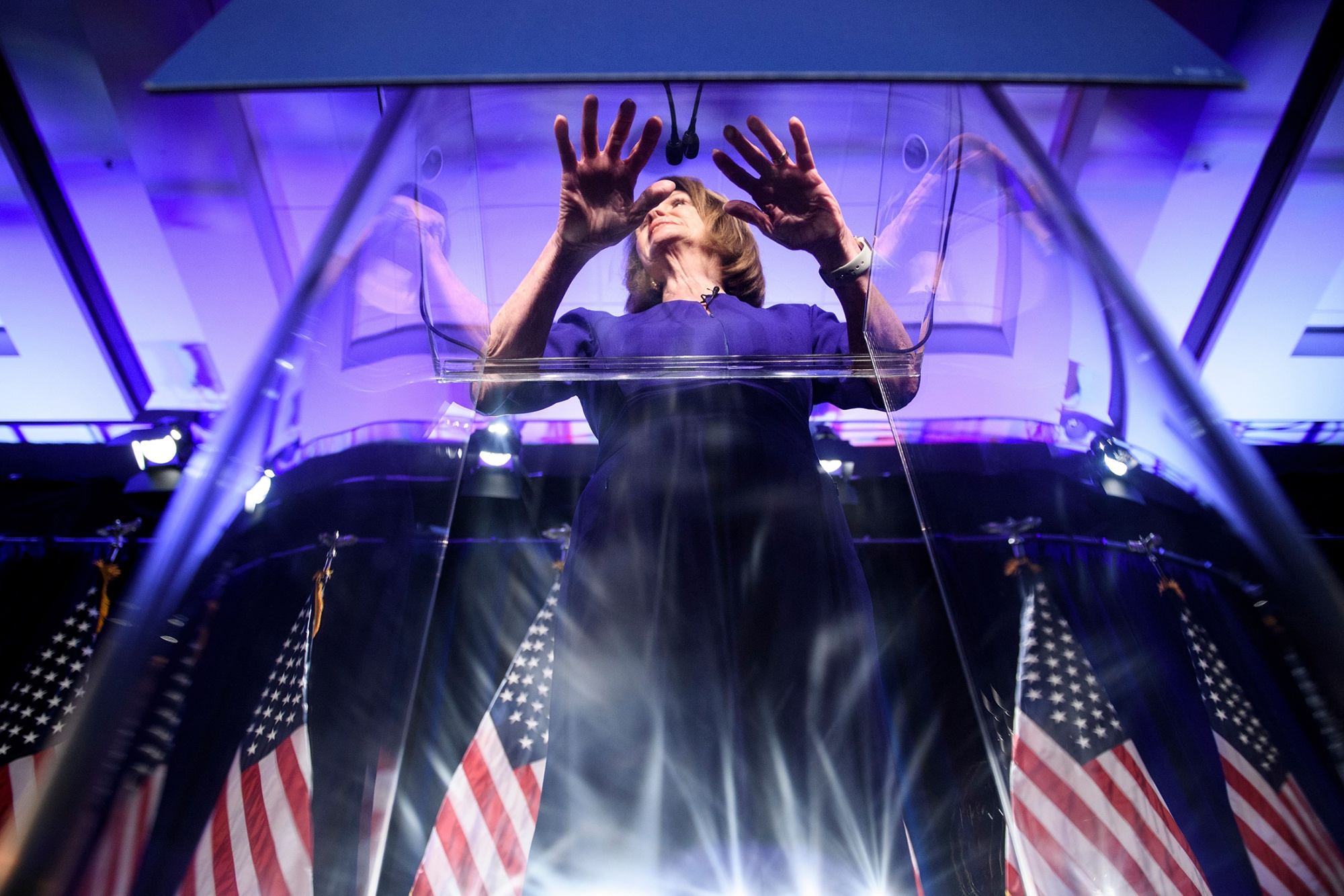 House Minority Leader Nancy Pelosi (D-Calif.) speaks during a midterm election night party hosted by the Democratic Congressional Campaign Committee on Nov. 6, 2018, in Washington.