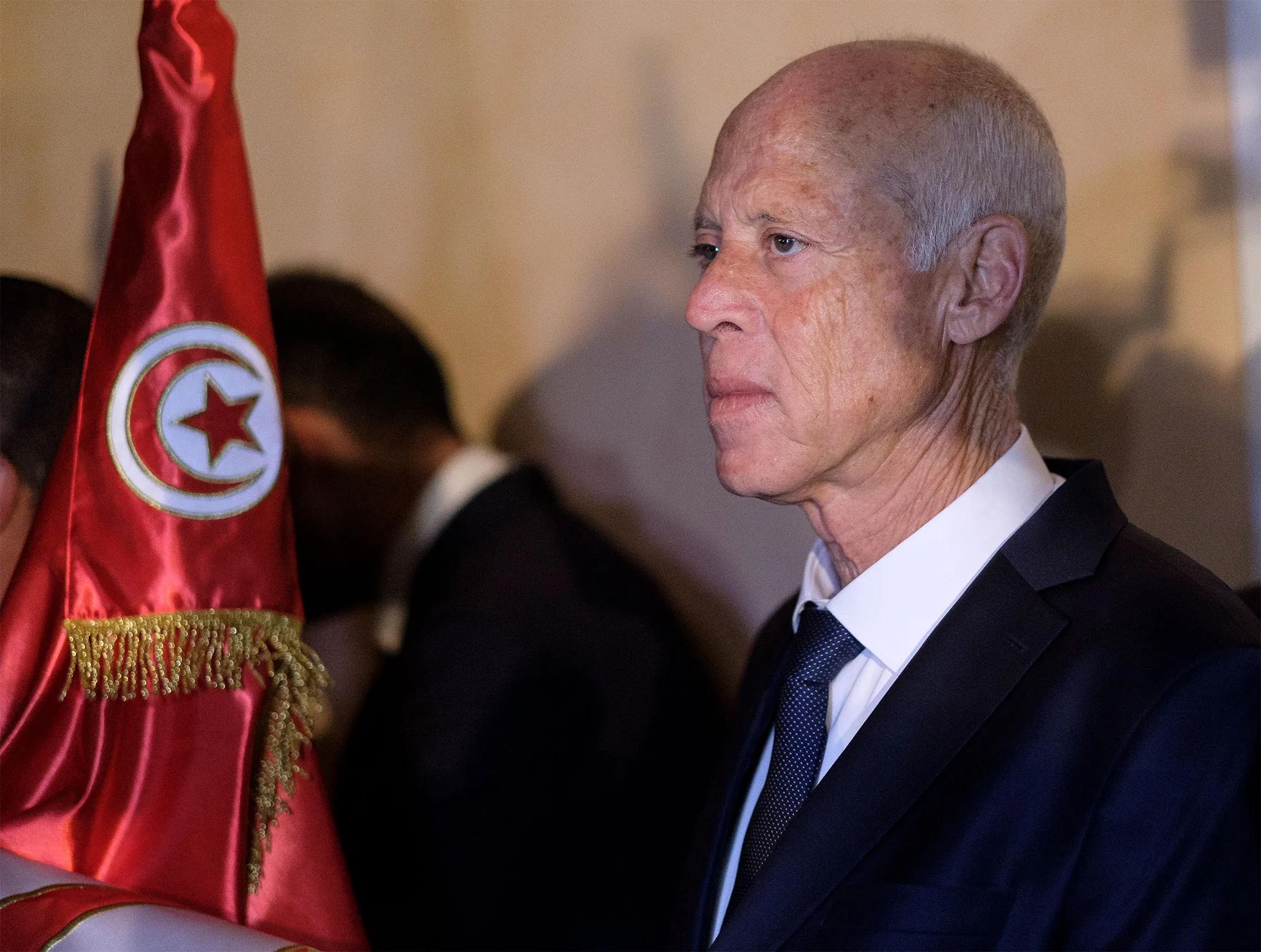 Kais Saied holds a news conference&nbsp;in&nbsp;Tunis, Tunisia on&nbsp; Oct. 13.