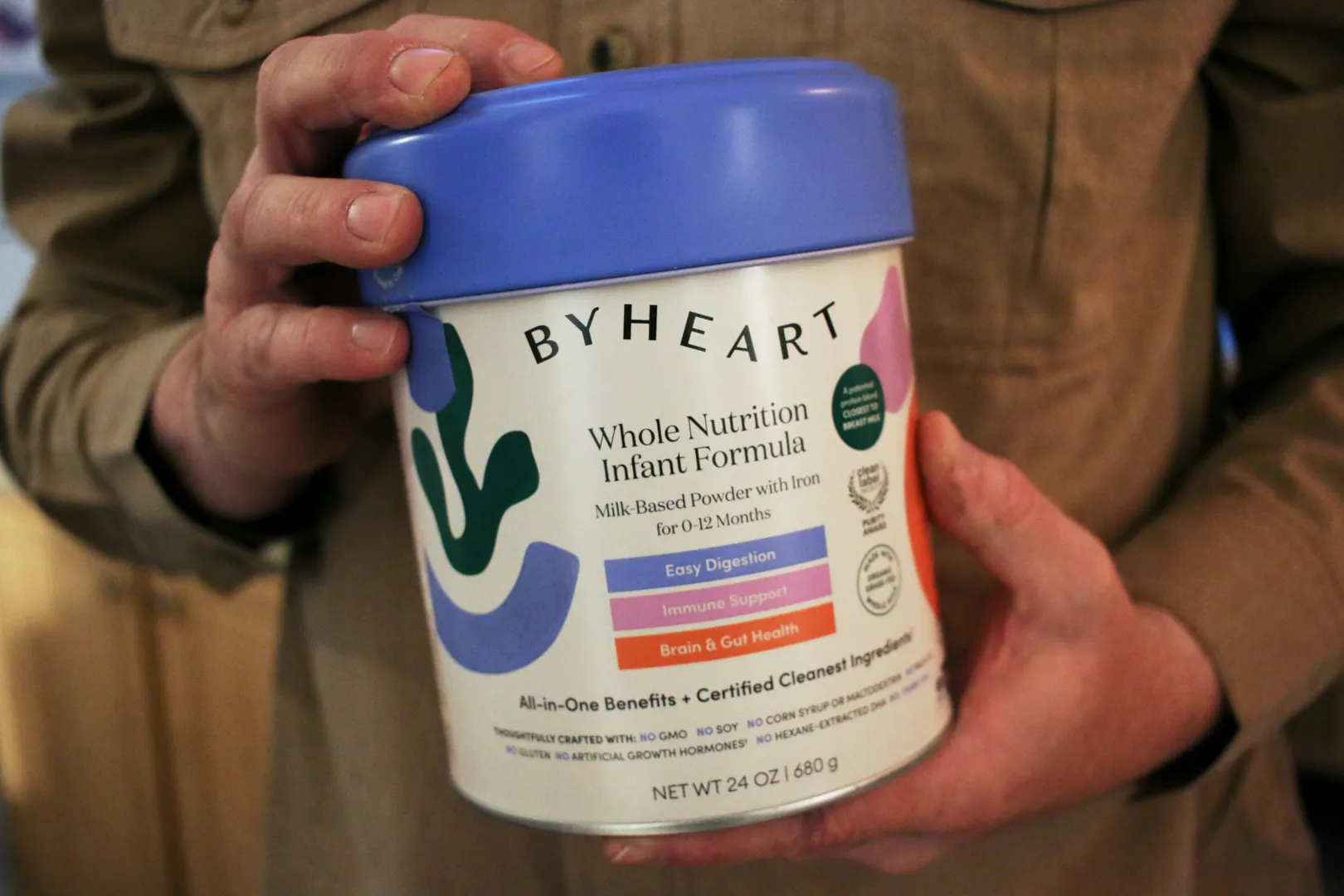 A container of ByHeart baby formula in Flagstaff, Arizona.