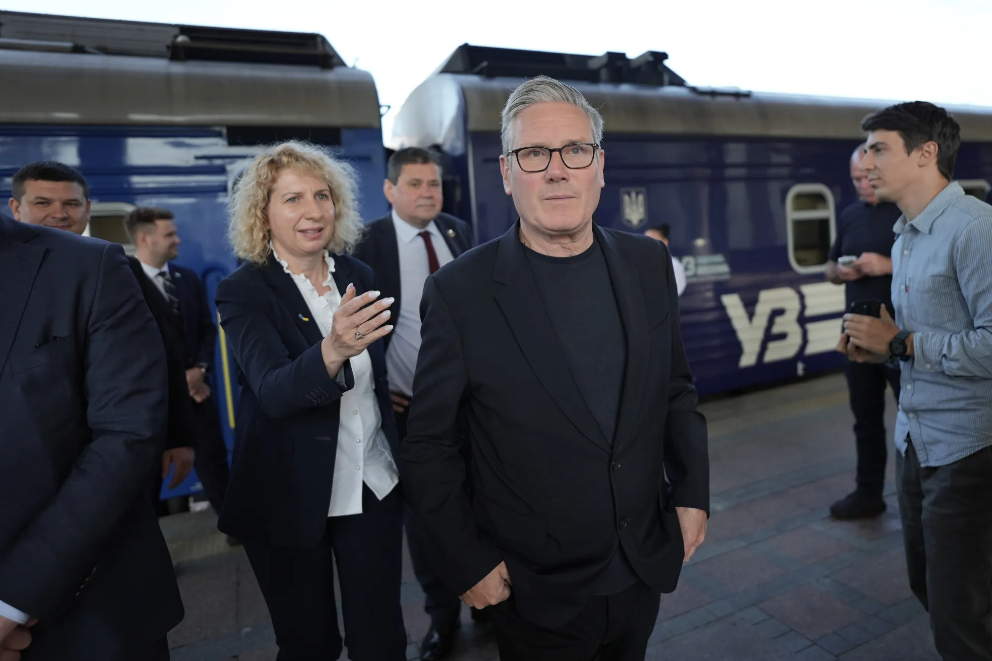 Keir Starmer arrives in Kyiv, on July 16.
