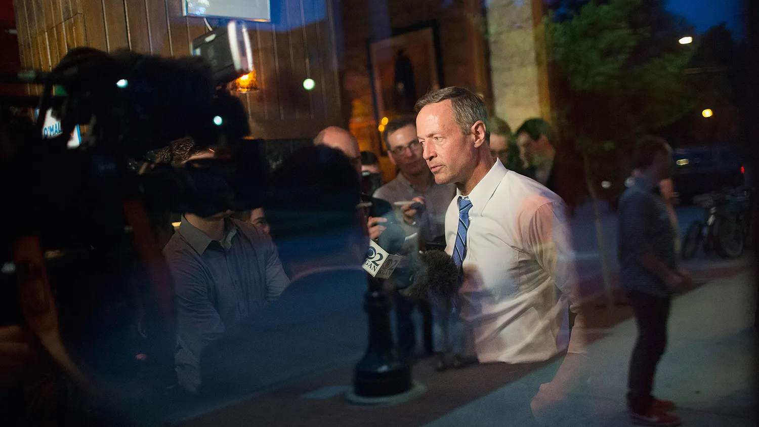 Democratic presidential hopeful and former Maryland Gov. Martin O'Malley speaks to the media following a campaign event at the Sanctuary Pub on June 11, 2015 in Iowa City, Iowa.

