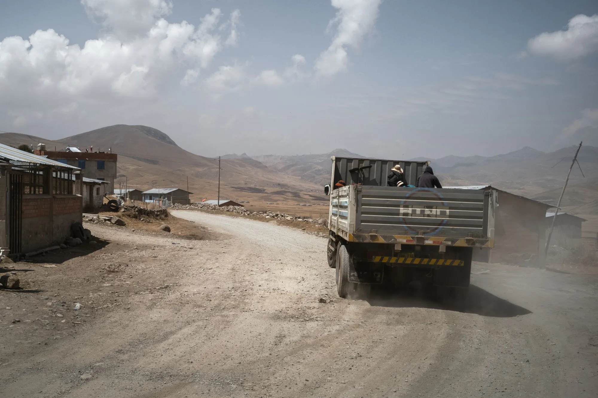 An informal mining truck in the town of Pamputa, Peru.