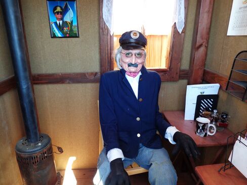 This is Fred, the mannequin acting as postmaster of Molossia.
