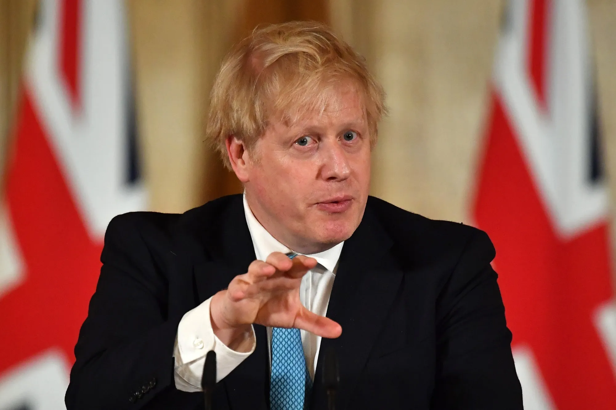 Boris Johnson speaks during a daily coronavirus briefing inside number 10 Downing Street in London, U.K., on March 19.