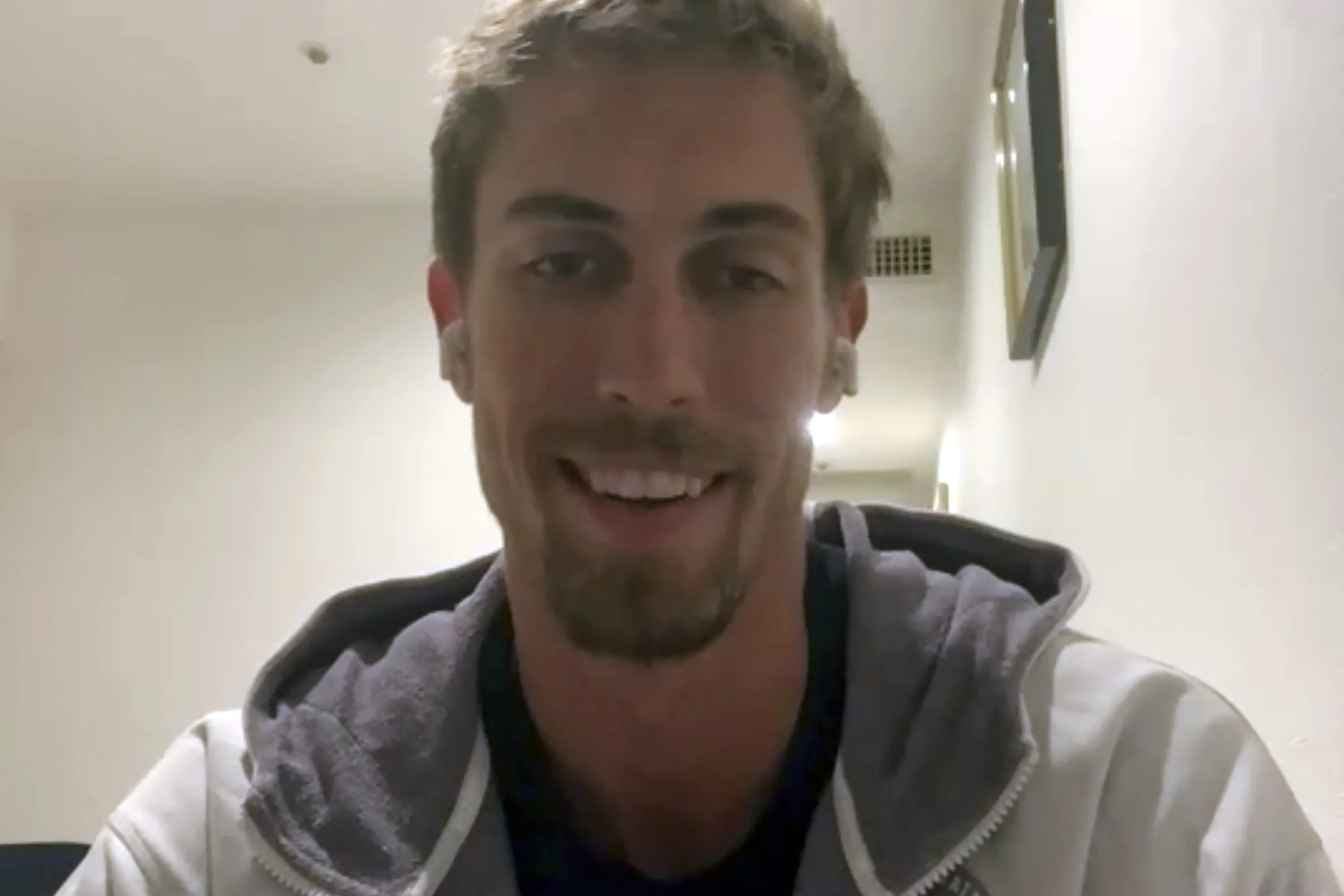 Taylor Crabb during a call with The Associated Press on July 24.
