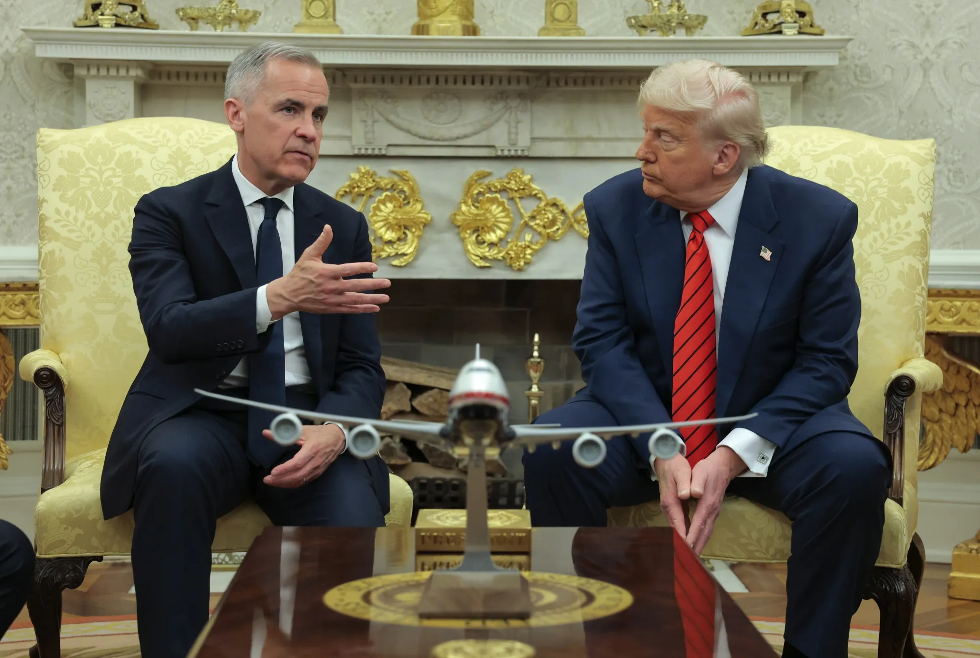 Canadian Prime Minister Mark Carney and US&nbsp;President Donald Trump in the Oval Office at the White House&nbsp;in Washington on May 6.&nbsp;