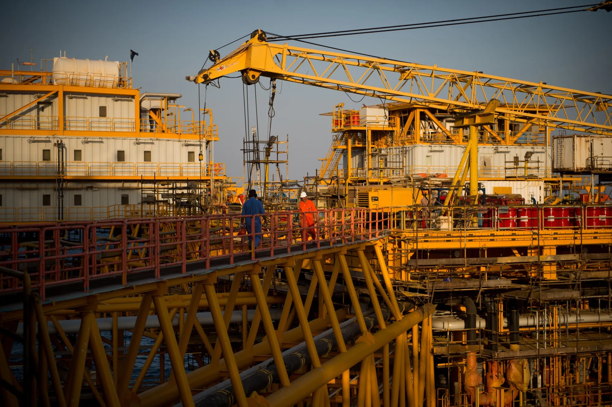 An offshore oil platform in the Persian Gulf's Salman Oil Field, operated by the National Iranian Offshore Oil Co.