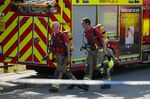 Firefighters tackle a blaze in the village of Wennington, east London on July 18.