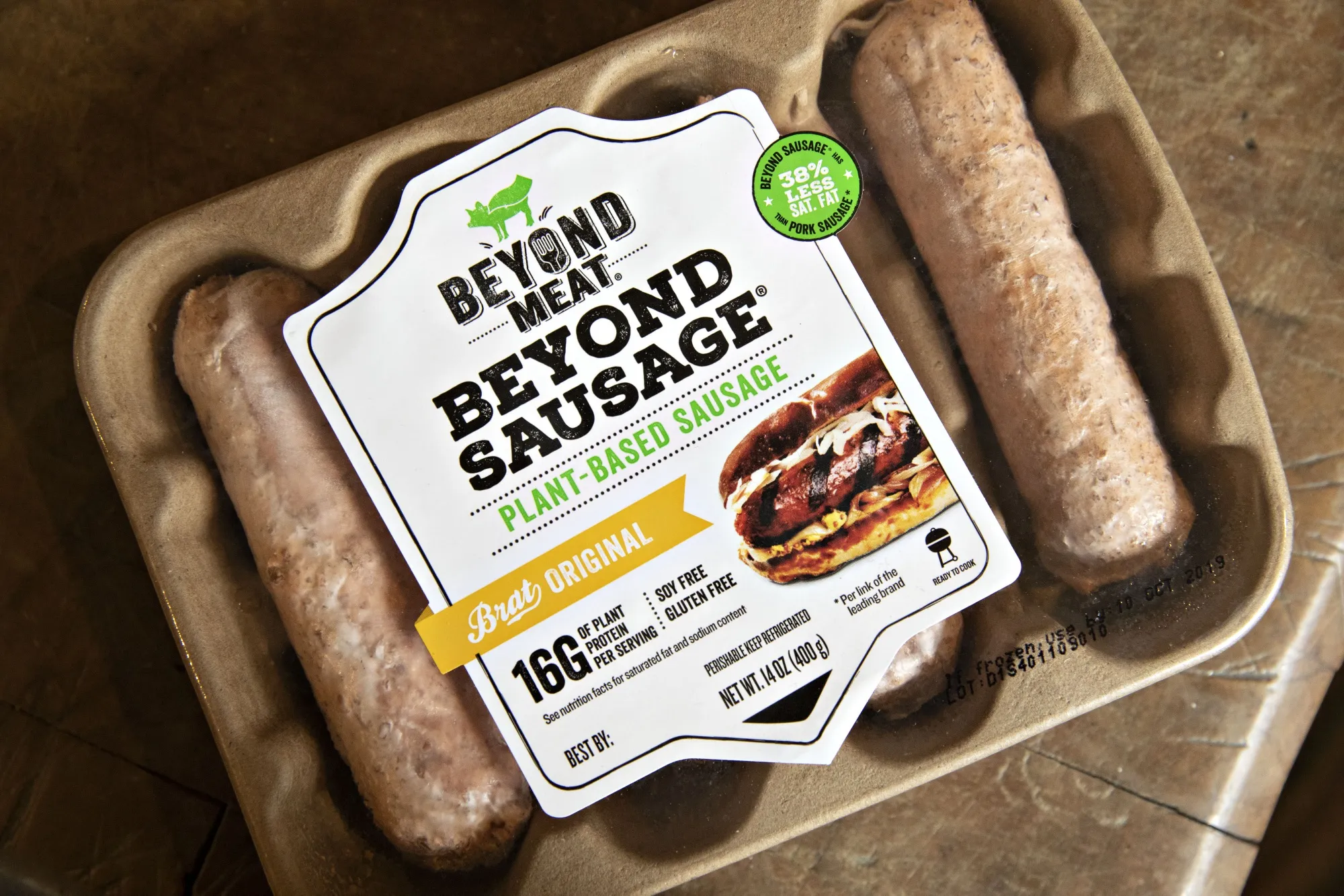 A package of Beyond Meat Inc. plant-based sausage.