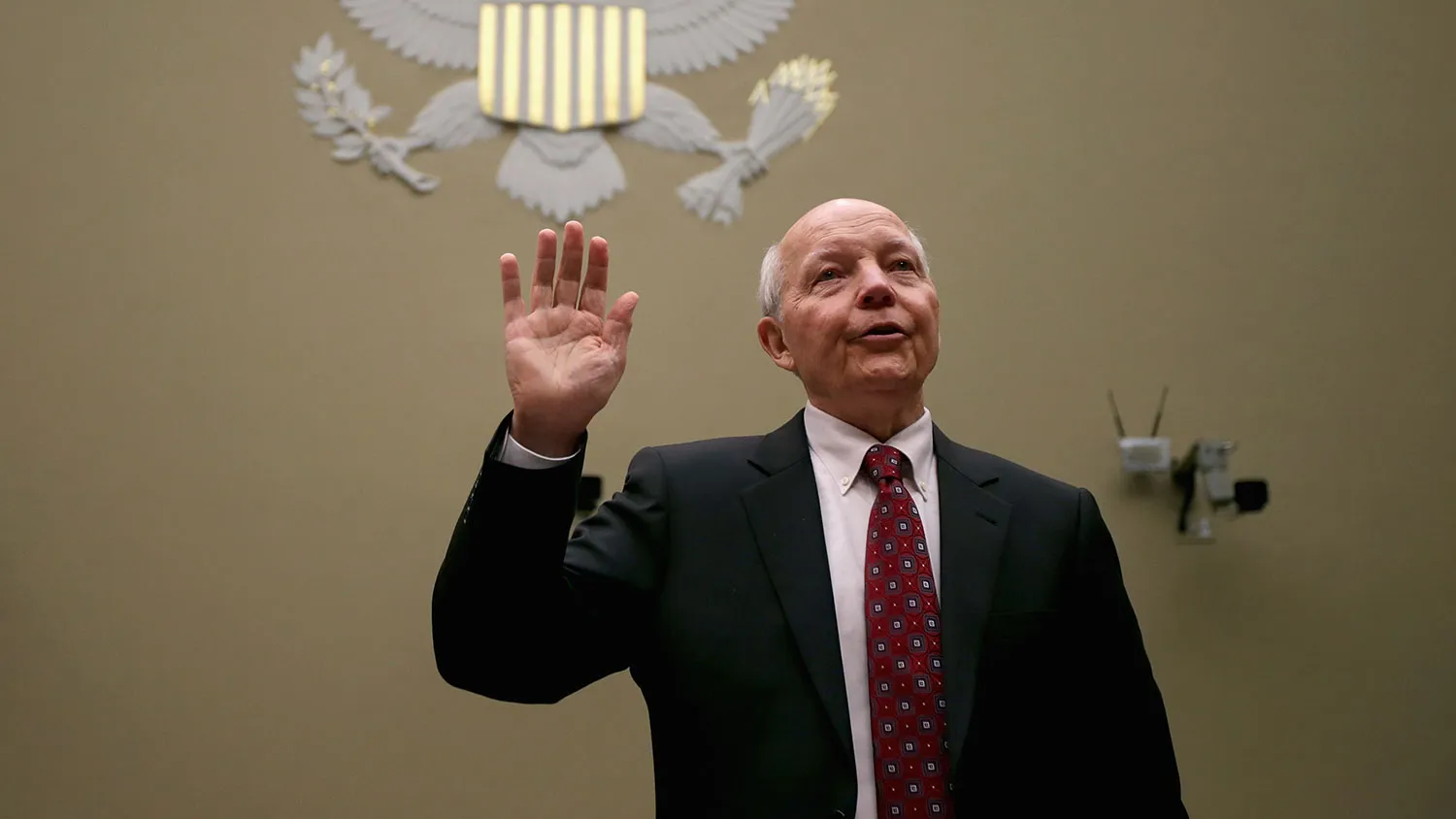Internal Revenue Service Commissioner John Koskinen (C) is sworn in before the House Oversight and Government Reform's Economic Growth, Job Creation, and Regulatory Affairs Subcommittee in the Rayburn House Office Building on Capitol Hill September 17, 2014 in Washington, DC.
