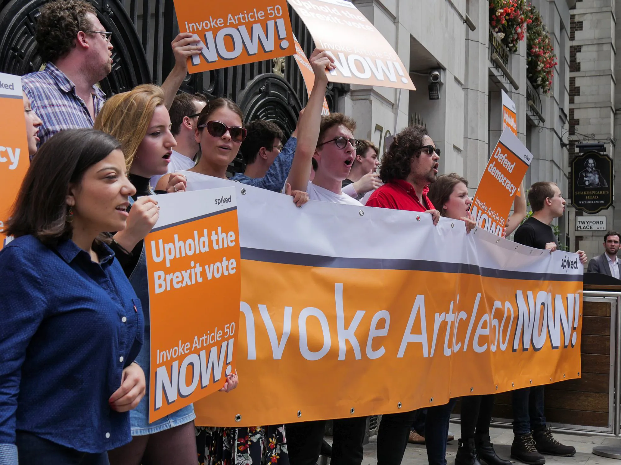 A protest outside Mishcon de Reya's law offices in London on July 7.
