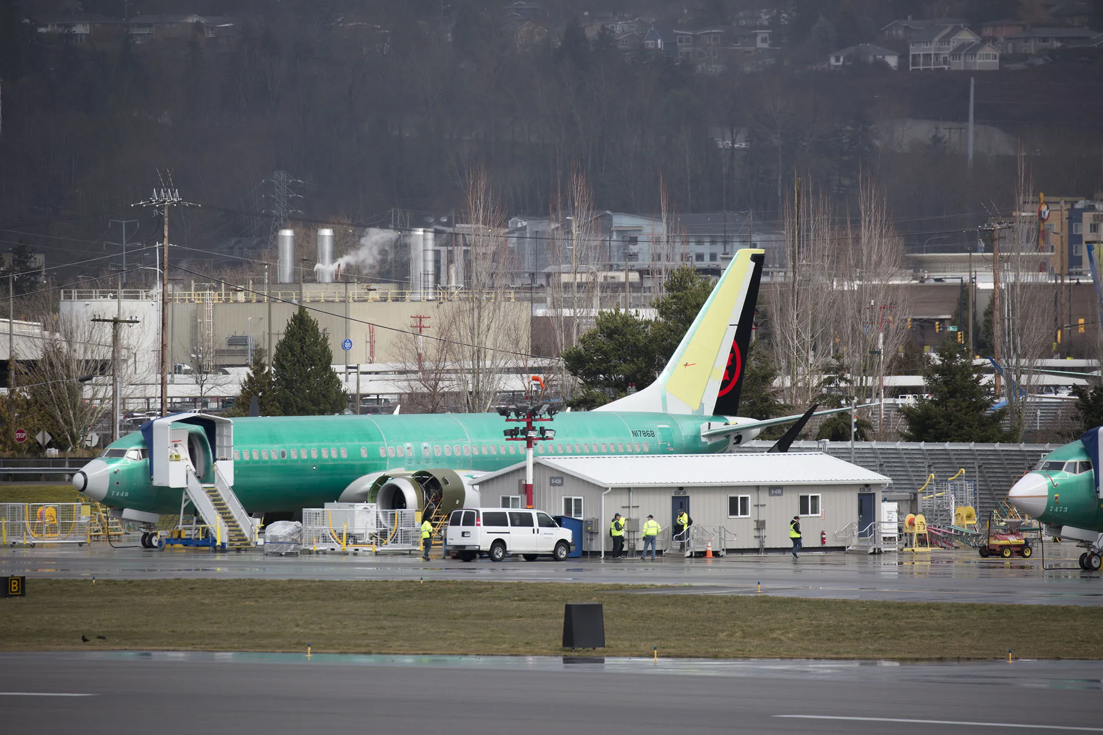 A Boeing 737 with&nbsp;Air Canada livery at the Boeing Renton Factory on March 12.