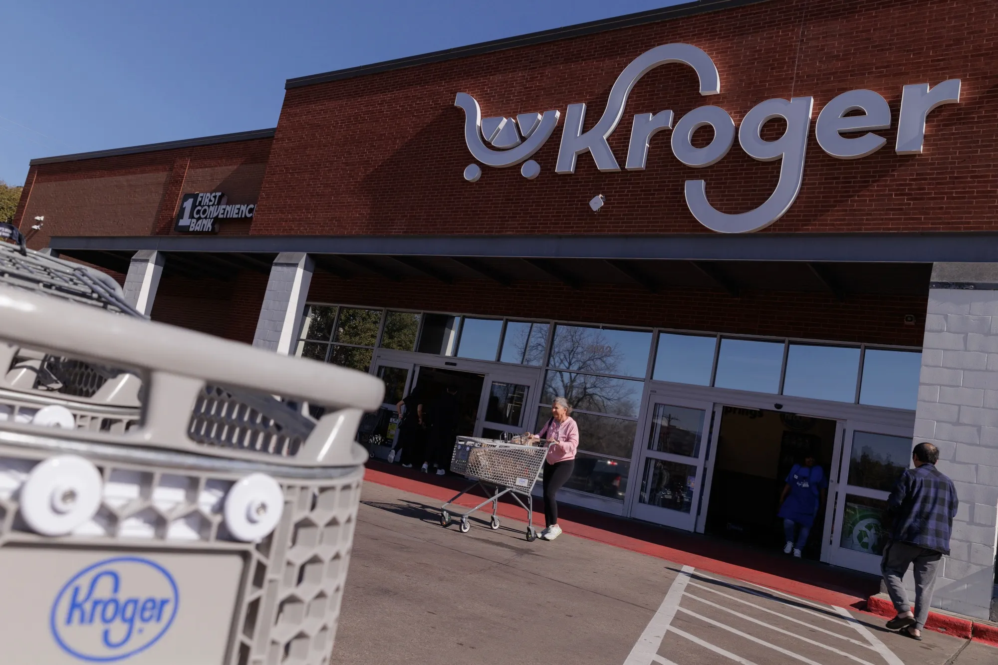 Shoppers at a Kroger grocery store in Dallas, Texas.