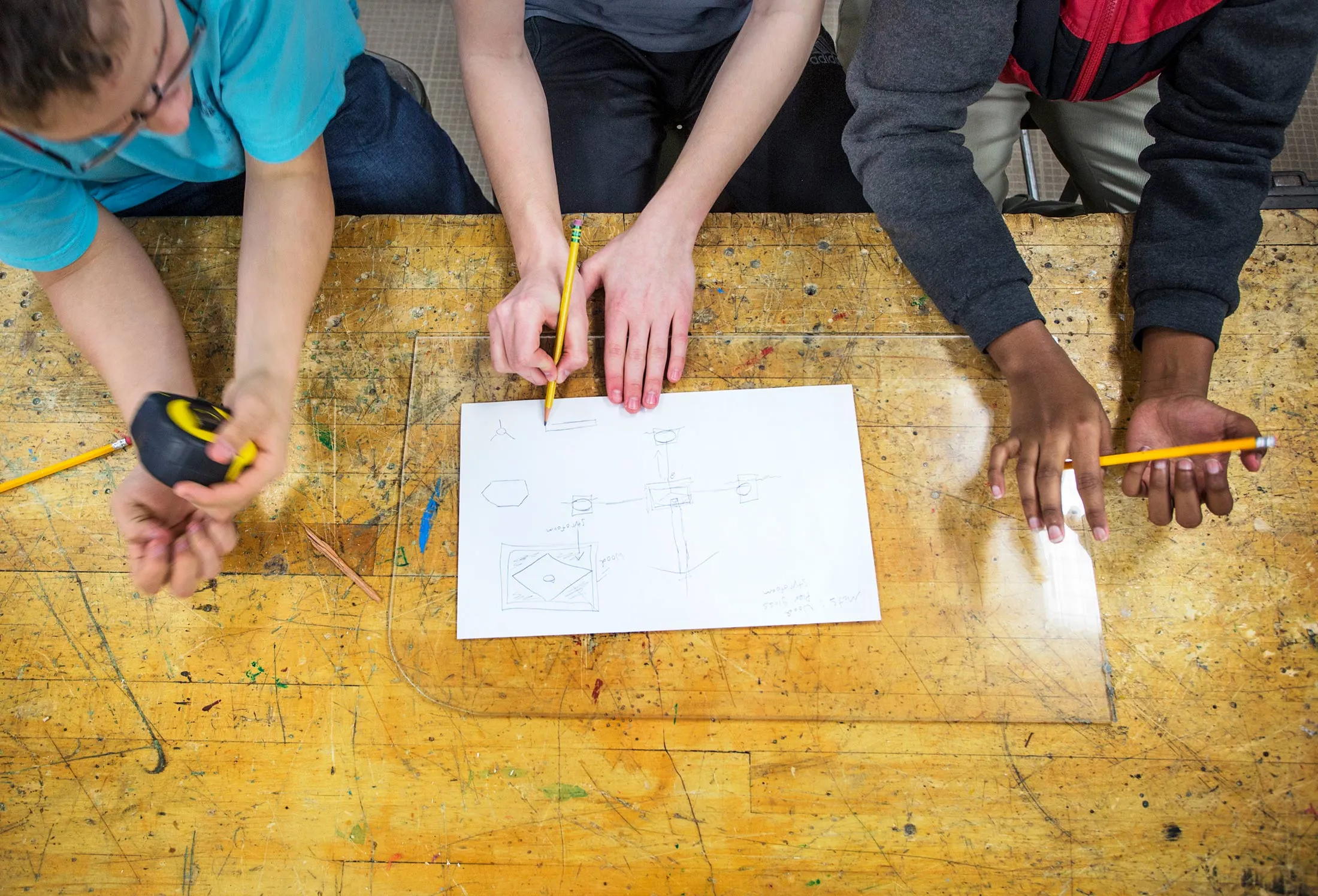 King Middle School students work on an offshore floating wind turbine project