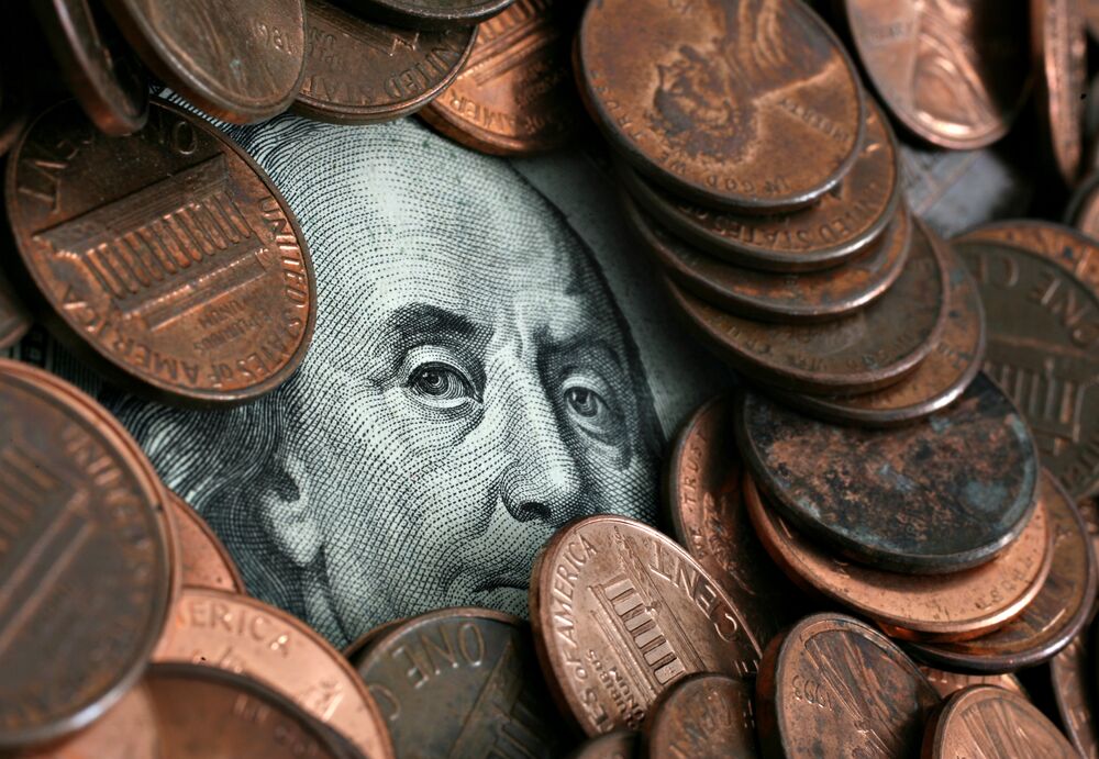 A portrait of Benjamin Franklin, printed on the face of U.S.