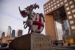 A statue of a dragon marking the boundary of the City of London, UK.