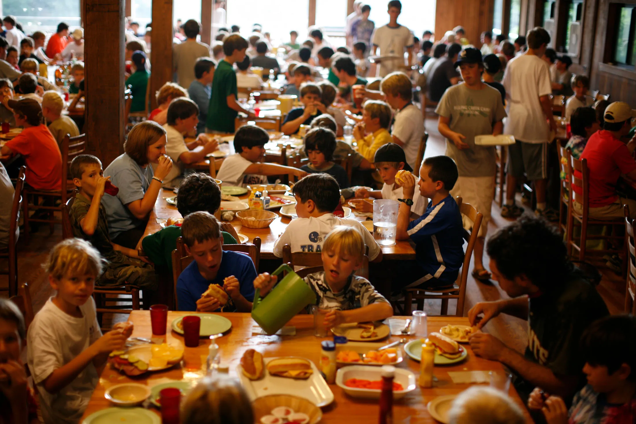 Mealtime at Falling Creek Camp in Tuxedo, North Carolina, in 2007.