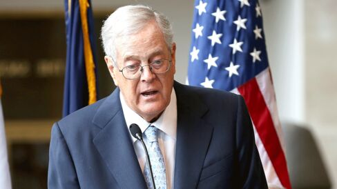 David H. Koch speaks at the unveiling of the David H. Koch Plaza at the Metropolitan Museum of Art on Sept. 9, 2014, in New York City.