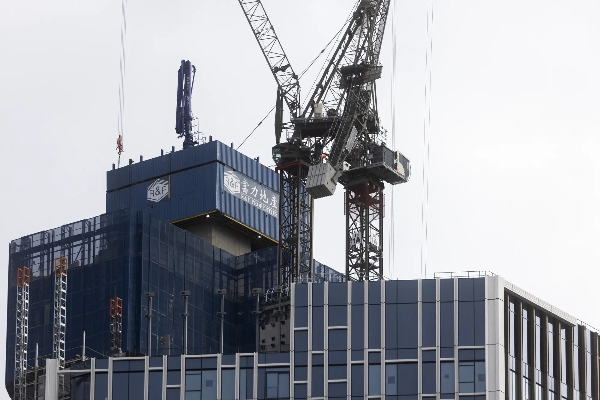 The Guangzhou R&F Properties Co. logo at Nine Elms in London.