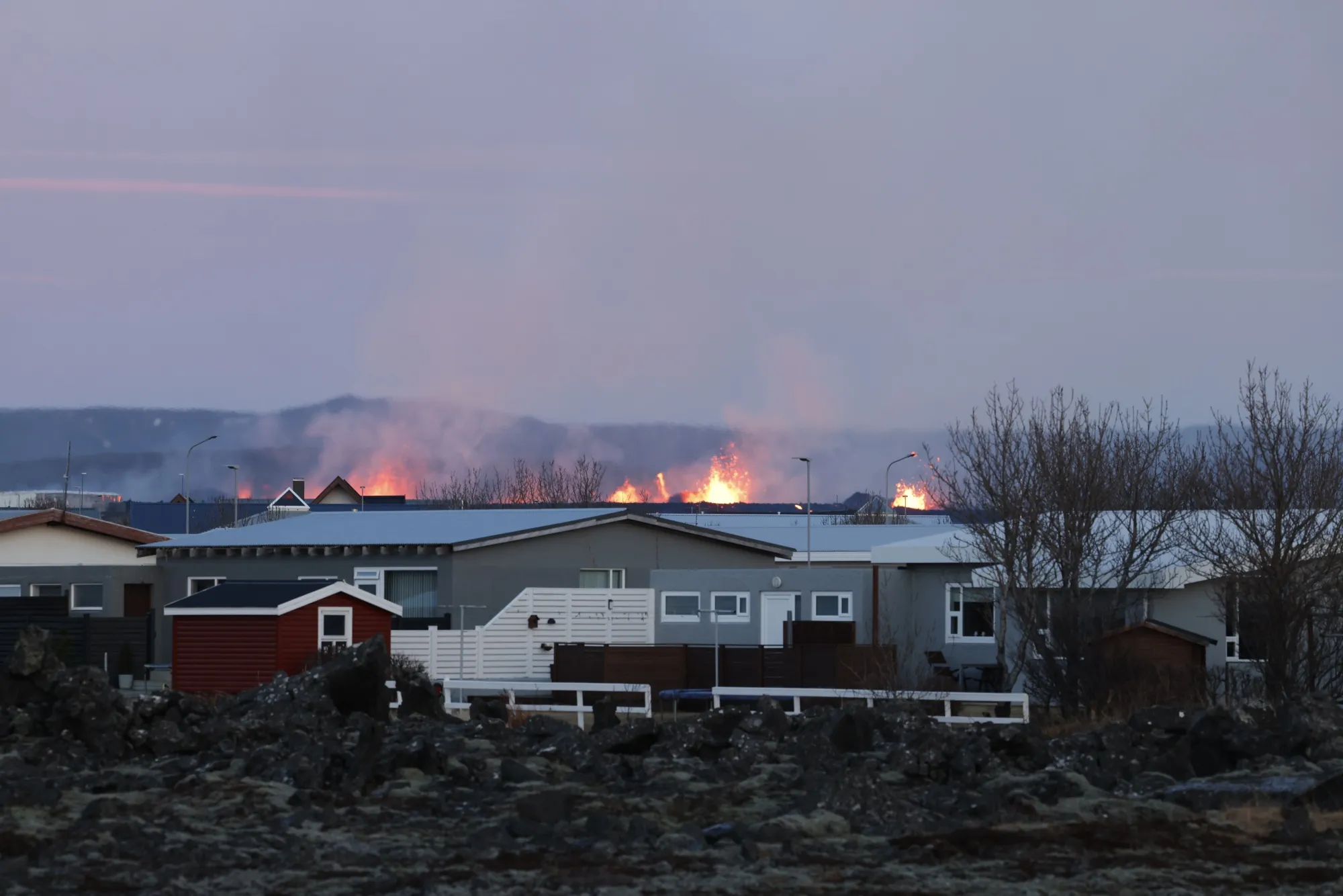 Eruption starts again just north of Grindavik, on Jan. 14.