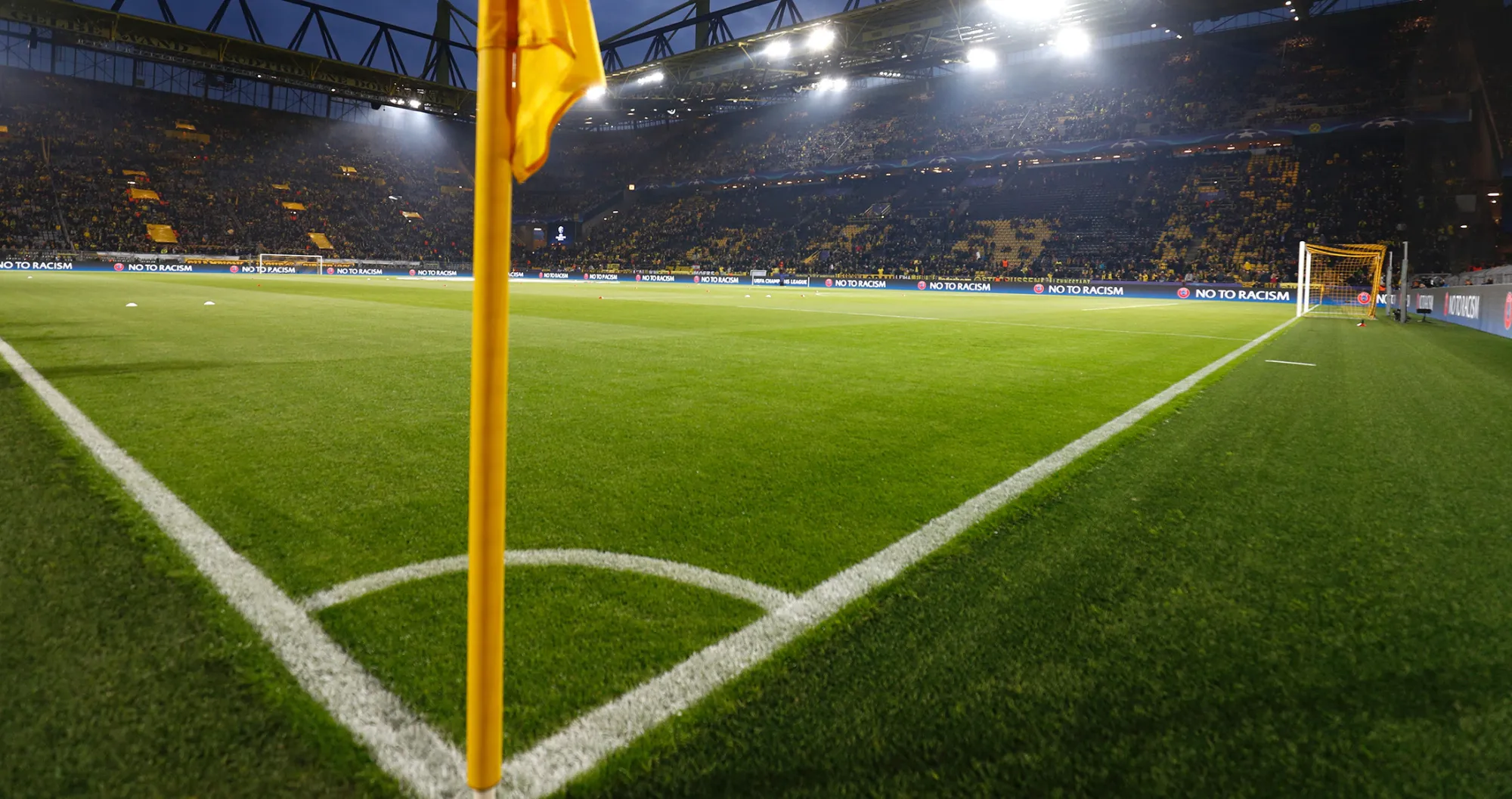 A view of the stadium after the match was postponed amid an explosion near the bus of Borussia Dortmund some 10km away from the stadium prior to the UEFA Champions League 1st leg quarter-final football match BVB Borussia Dortmund v Monaco in Dortmund, western Germany on April 11, 2017.
