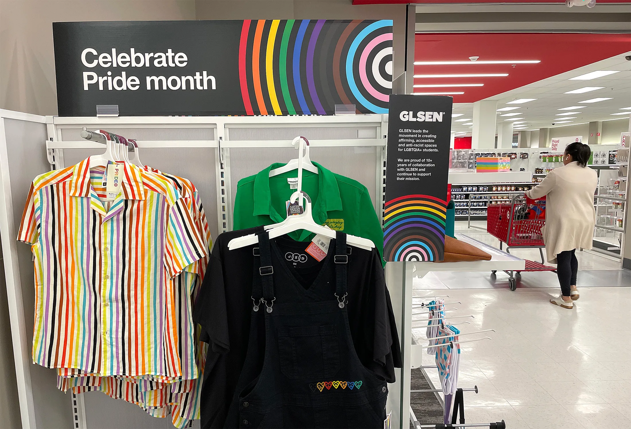 Pride Month merchandise is displayed at a Target store&nbsp;in San Francisco on May 31.