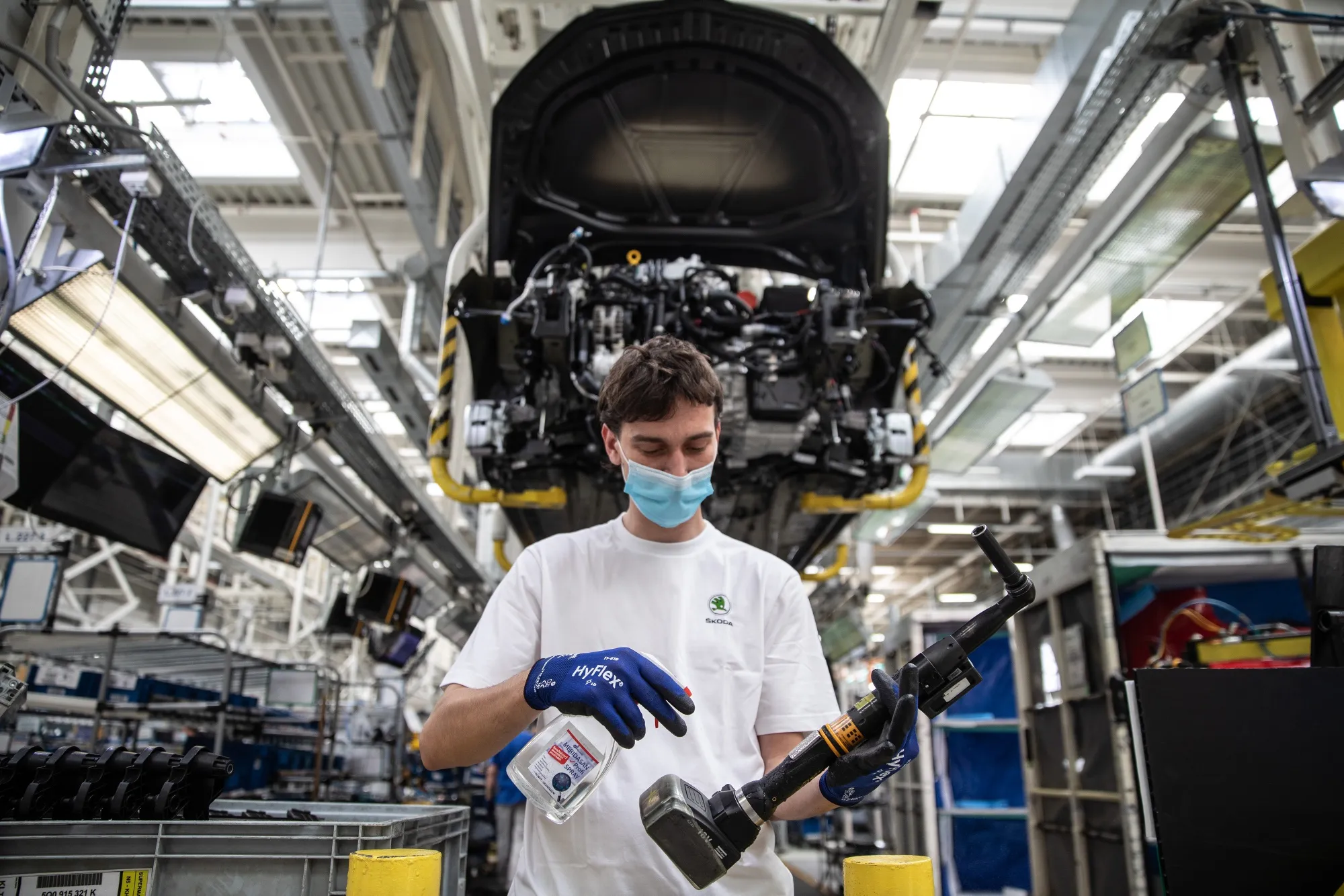An employee&nbsp;at a Skoda plant, operated by Volkswagen, in the Czech Republic this month.