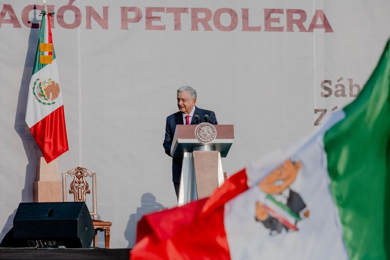 President Lopez Obrador Holds Rally On 85th Anniversary Of Oil Expropriation Day
