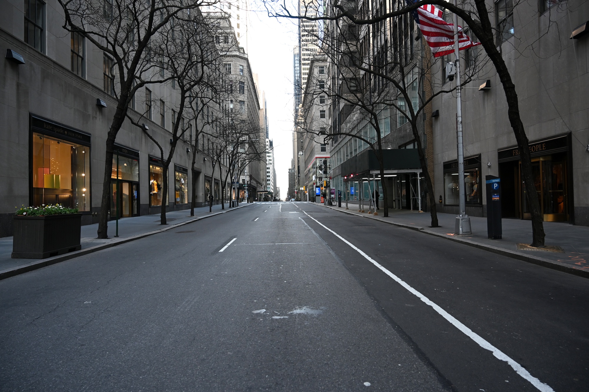 An empty street in Manhattan on Thursday.