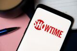 In this photo illustration a Showtime logo  displayed on a