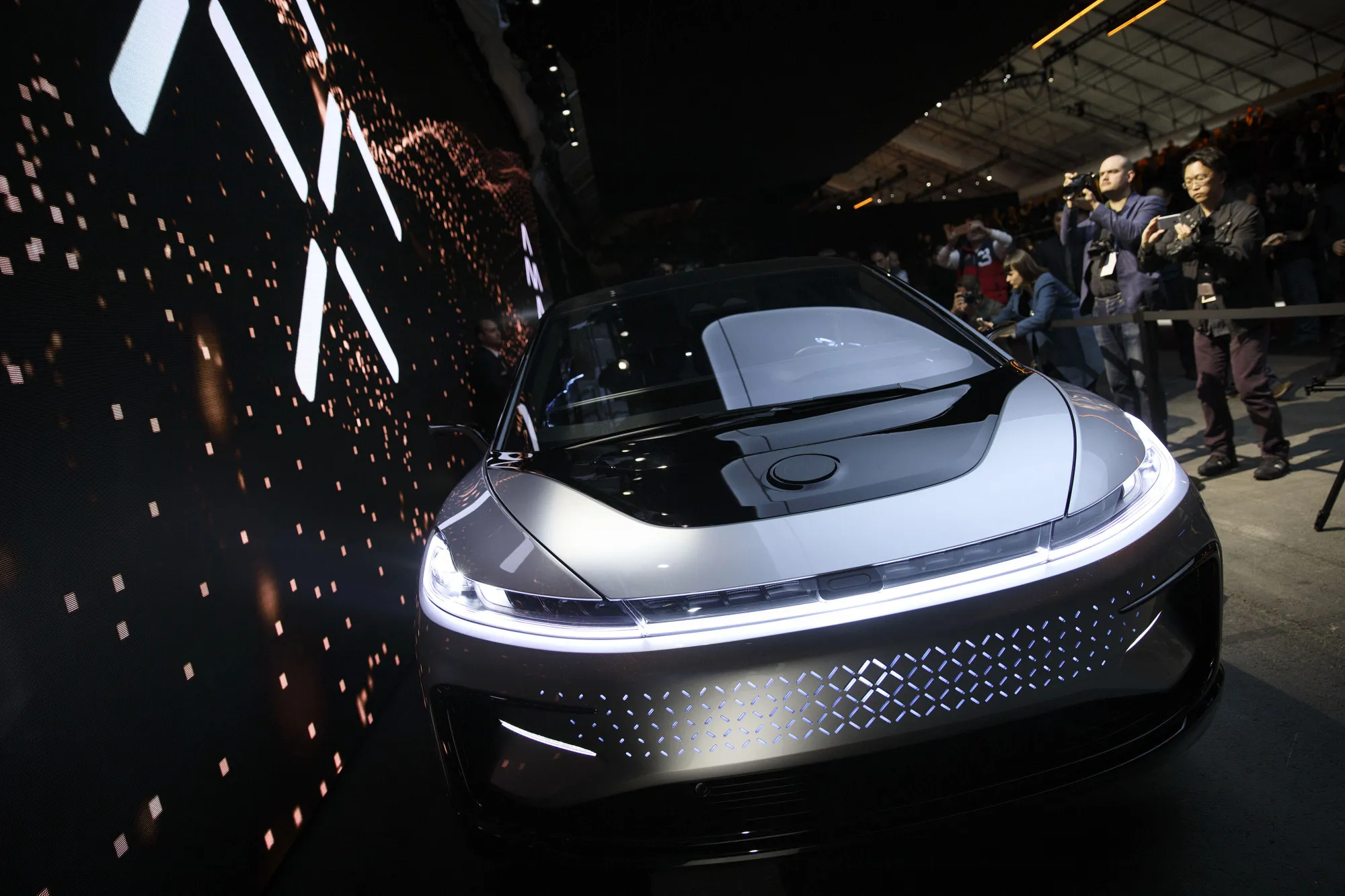 The Faraday Future FF91 electric car is unveiled at the 2017 Consumer Electronics Show in Las Vegas.
