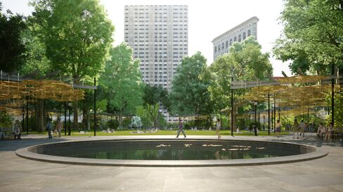 Digital rendering of Teresita Fernández's Fata Morgana in Madison Square Park.