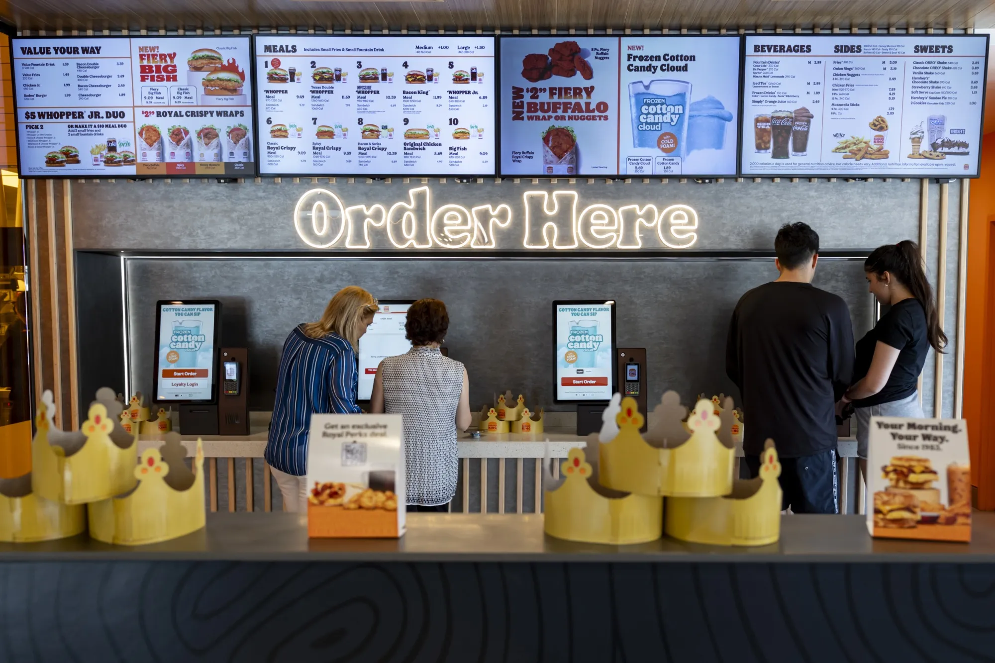 Customers at a self-service station inside a Burger King in Florida.