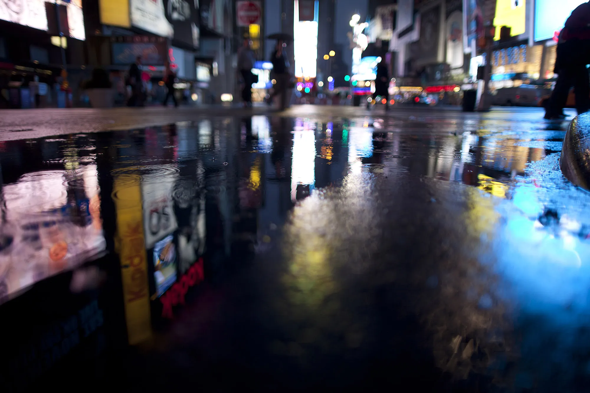 Times square in the rain.