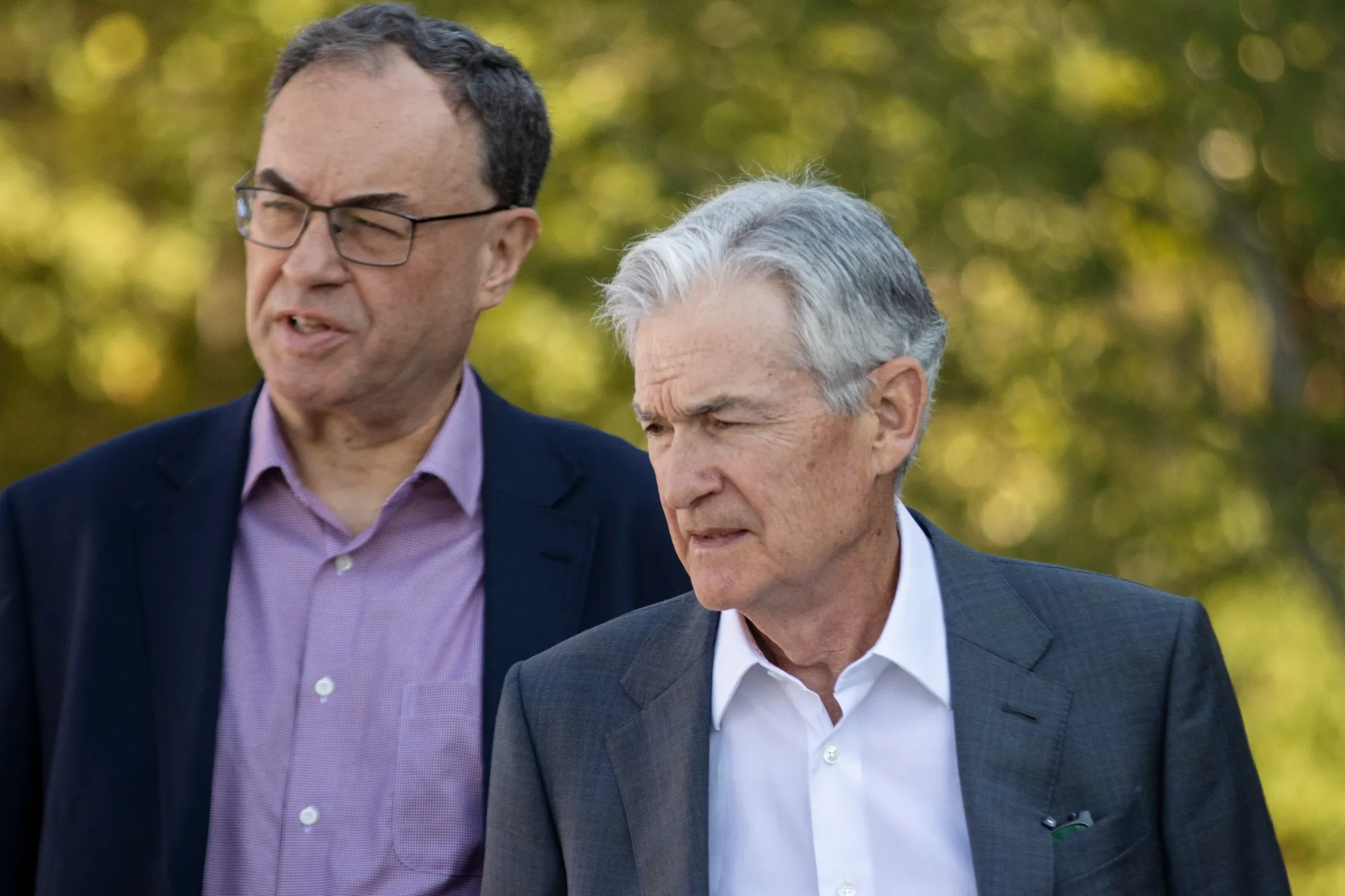 Fed Chair Jerome Powell and Bank of England Governor Andrew Bailey during the Kansas City Fed’s Jackson Hole Economic Policy Symposium.