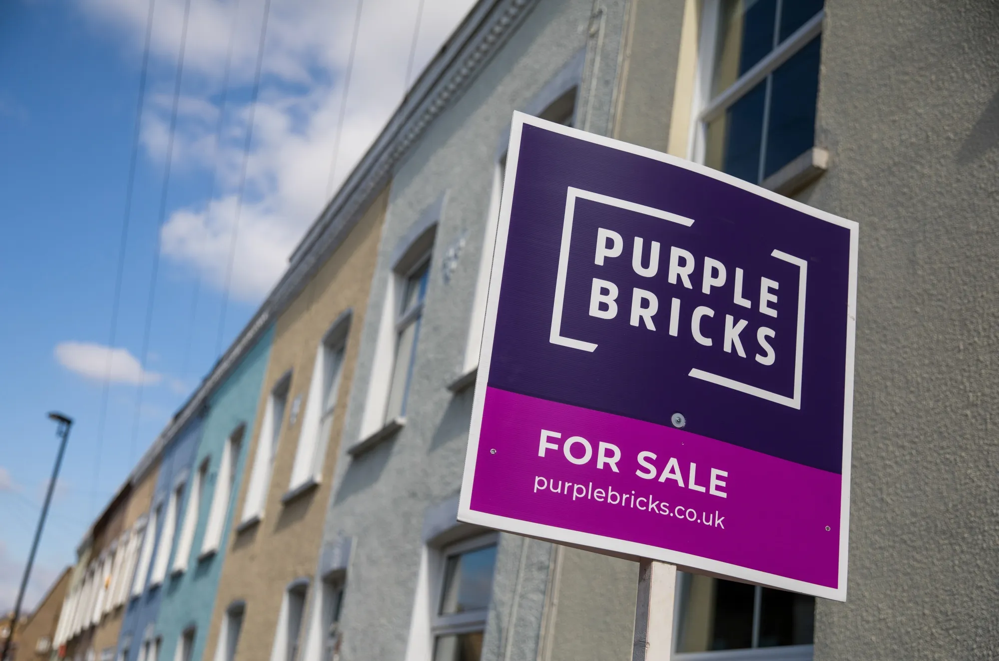 A Purplebricks Group Plc estate agents sign&nbsp;in London.