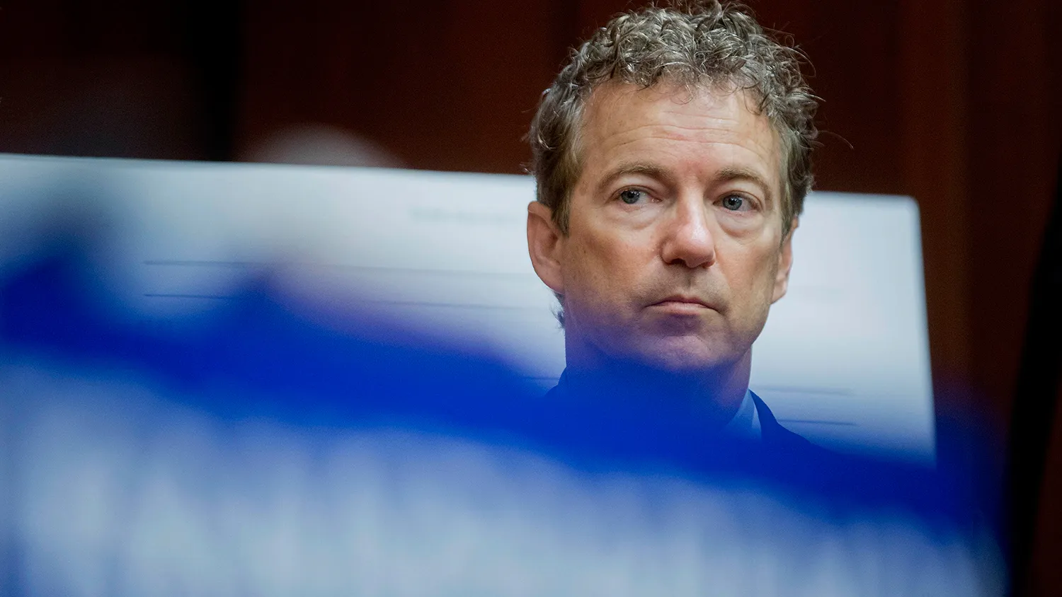 Senator Rand Paul, a Republican from Kentucky and 2016 U.S. presidential candidate, listens during a news conference on the "Transparency for the Families of 9/11 Victims and Survivors Act of 2015" on Capitol Hill in Washington, D.C., U.S., on Tuesday, June 2, 2015.
