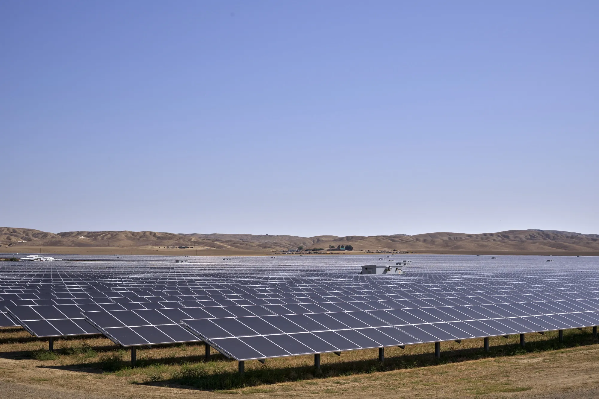 Solar panels at the Avenal Solar Facility in Avenal, California, U.S., on Friday, April 29, 2022.&nbsp;