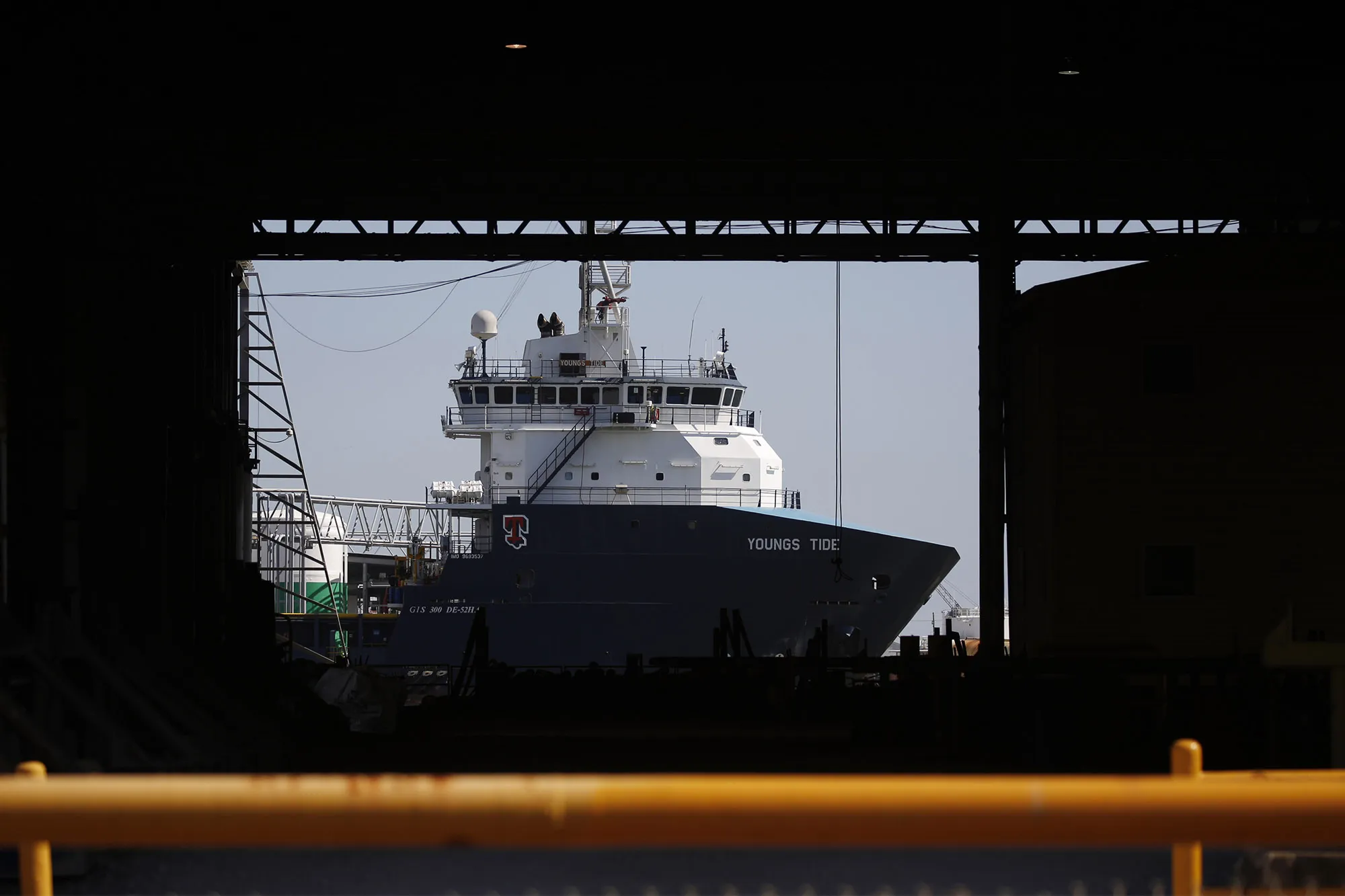 An oil industry offshore supply ship&nbsp;docked in Port Fourchon, Louisiana, U.S.