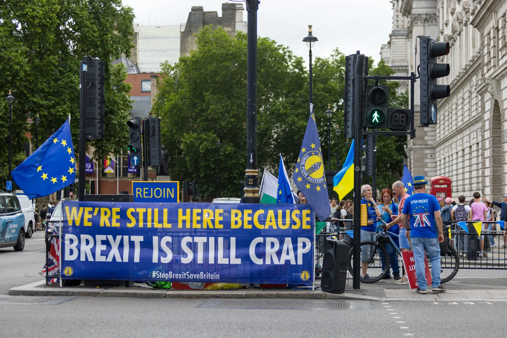 Anti-Brexit Protesters Demonstrate Outside The Houses Of Parliament