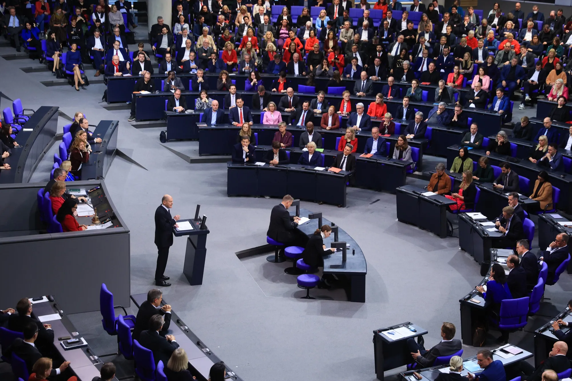 Olaf Scholz during a vote of confidence at the Bundestag in Berlin, on Dec. 16.