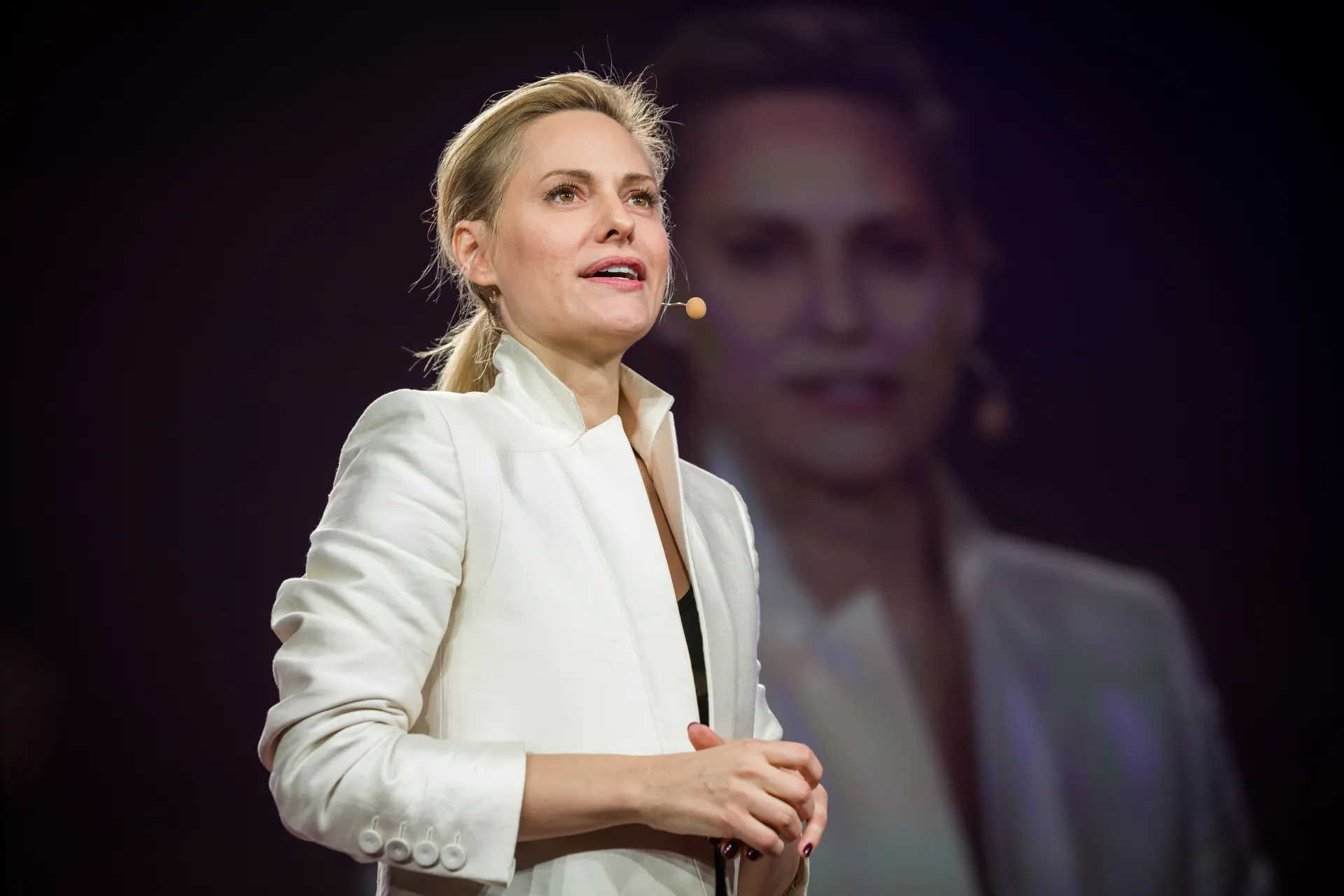 Aimee Mullins on stage at TED 2014
